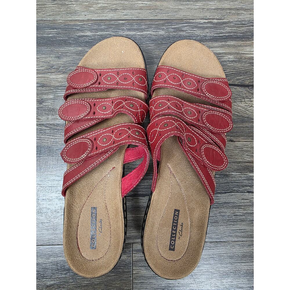 Clarks Collection Laurieann Emma Red Strappy Comfort Sandals - 9.5 - Picture 2 of 8